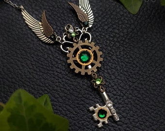 Winged key • Steampunk key collection "Flight" • Gear key necklace • Key Pendant In Fantasy Style • Magic Flying Keys •  flying key