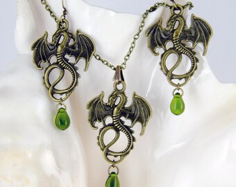 Dragon Key Necklace • Key Pendant In Fantasy Style • Dragon Guardian • Jewelry With Dragons •