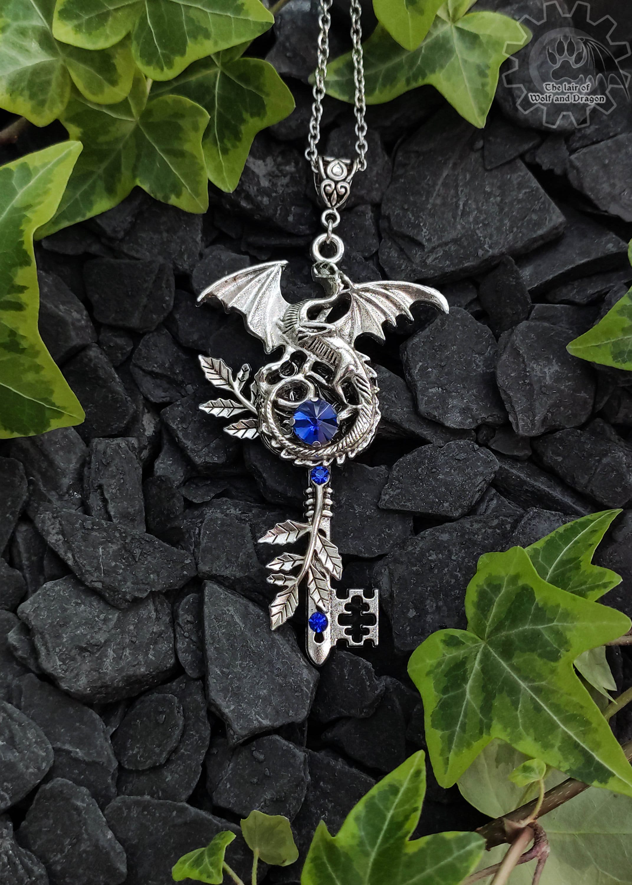 Handmade Unique Fantasy Vintage Dragon Eye Key Necklace | DreamCloudJewelry