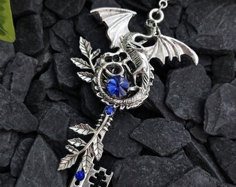 Dragon Key Necklace * Key Pendant in Fantasy Style * Dragon Guardian * Jewelry with Dragons *