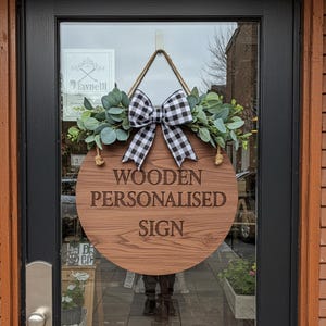 Personalized Beech Wood Sign: Engraved Farmhouse Door Plaque
