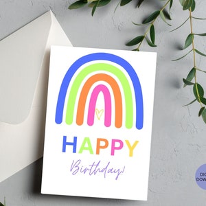 Colorful Birthday Card | Printable Digital Download | Rainbow Design | Instant Download