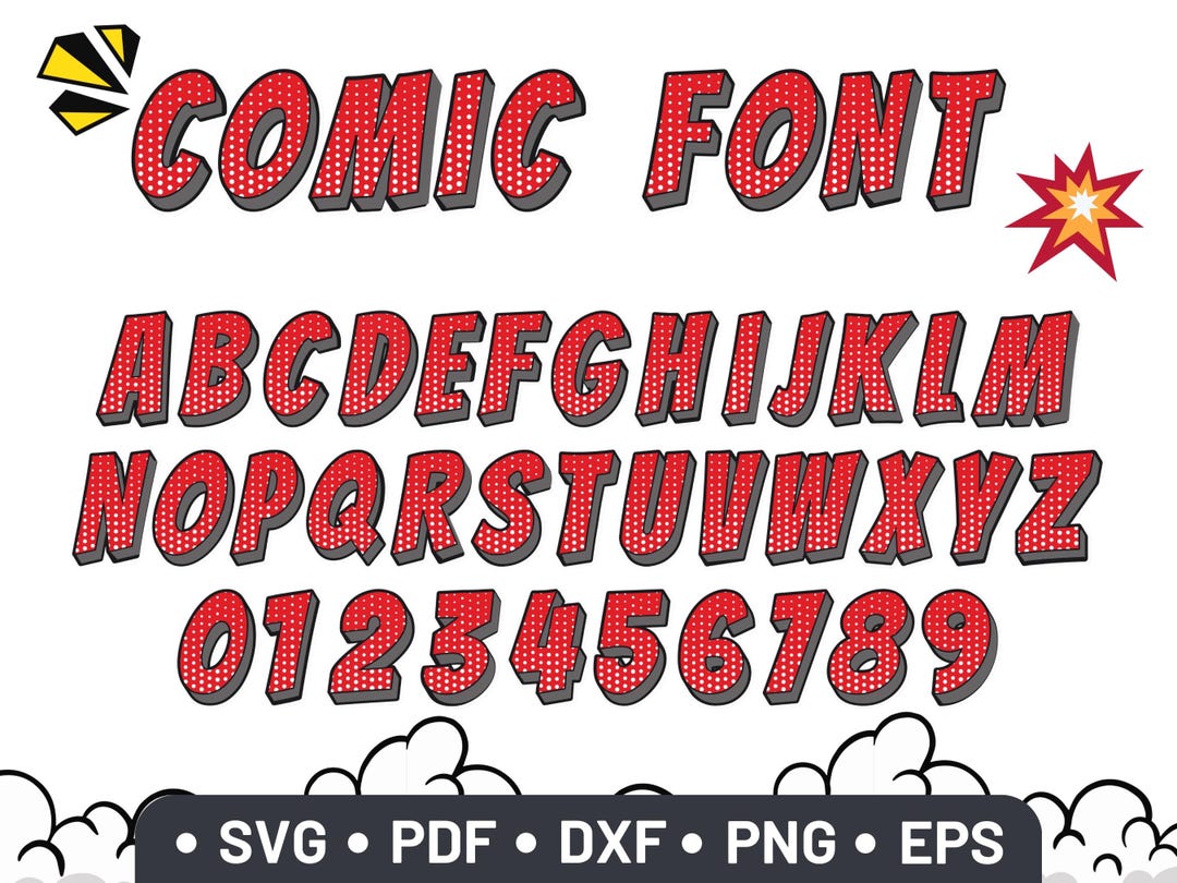 Comic Font SVG - Comic Bubbles Clipart - Kids Font - Hero Alphabet Font ...
