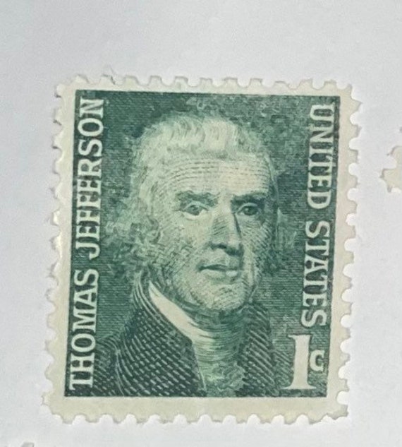 Thomas Jefferson 1 Cent Postage Stamp Green Rare Vintage - Etsy
