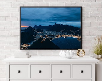 Rio de Janeiro At Night | Rio de Janeiro Print, Rio de Janeiro Photography, Brazil Print, Brazilian Gifts, Bedroom Decor Aesthetic