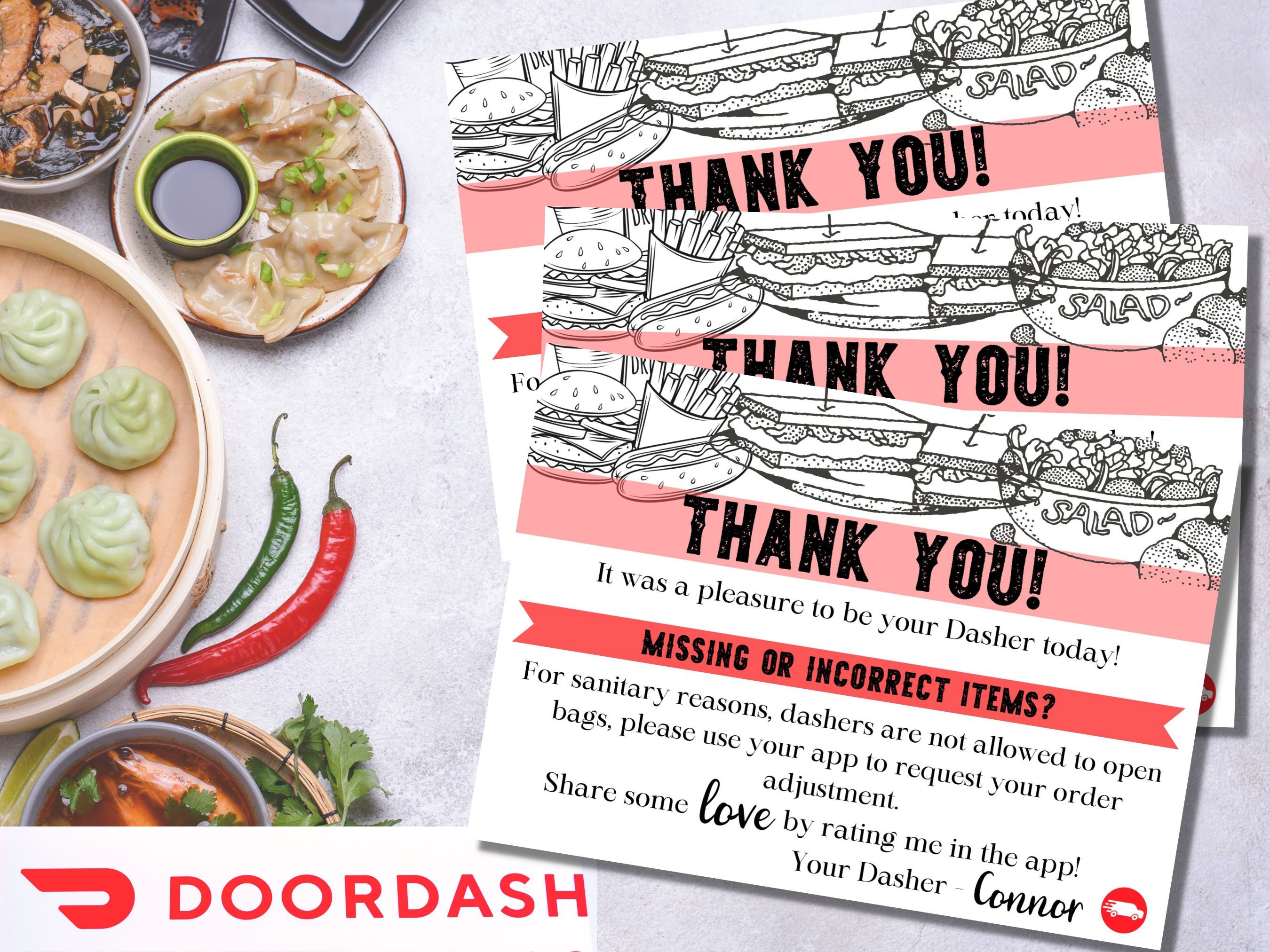 Personalized Doordash Thank You Digital Download (Instant Download) 