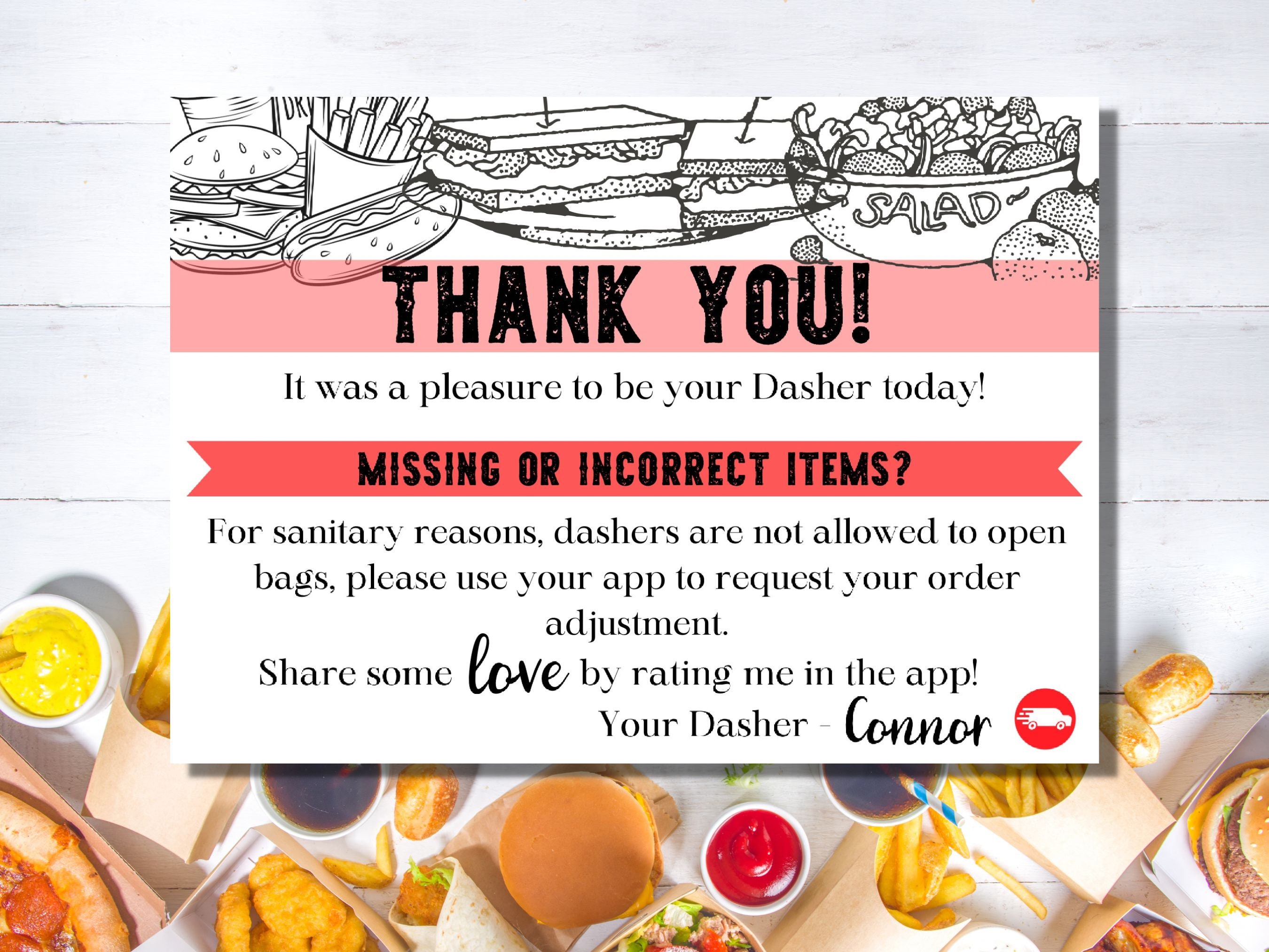 Personalized Doordash Thank You Digital Download (Instant Download) 