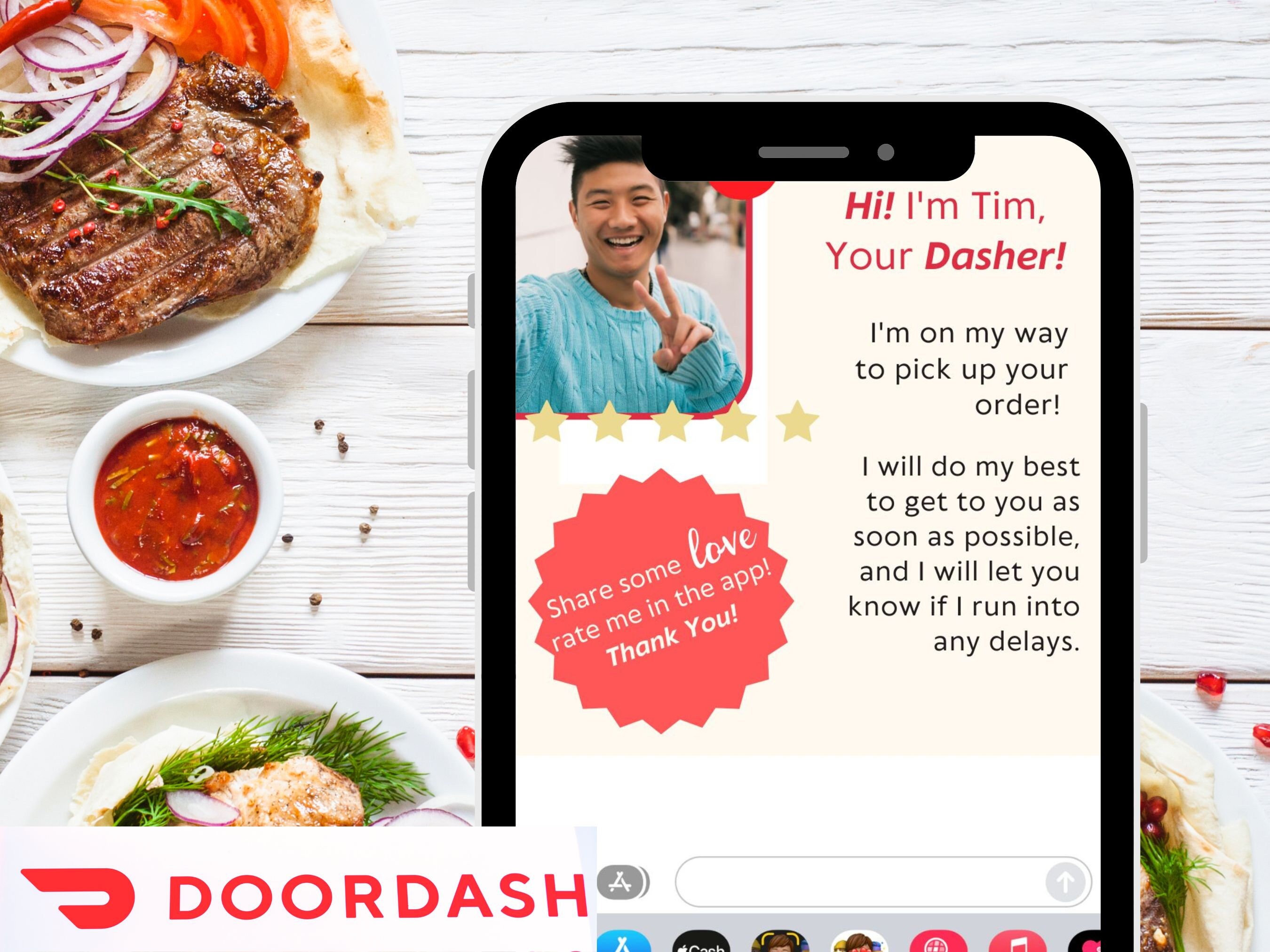 Doordash Greeting Message Delivery Driver Text Custom Etsy Australia