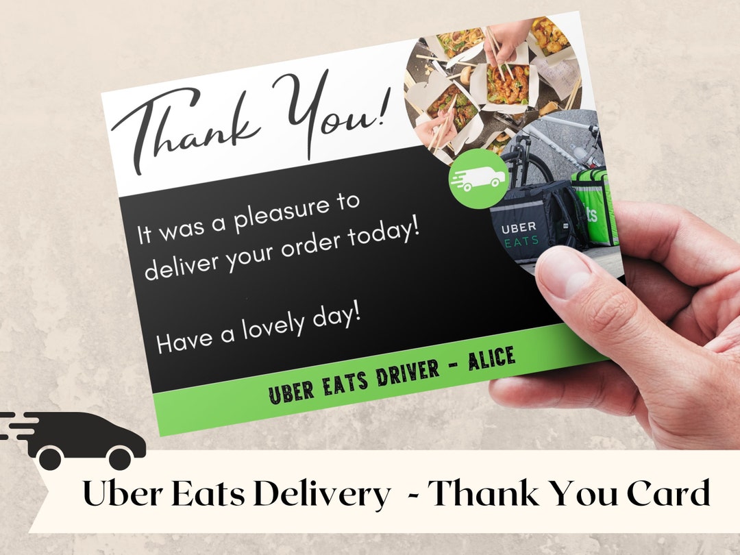 Uber Eats Food Delivery Thank You Card Uber Eats Delivery Thank You