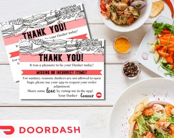 Personalized Doordash Thank You Digital Download (Instant Download) 