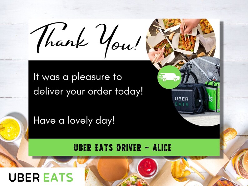 Uber Eats Food Delivery Thank You Card Uber Eats Delivery Thank You