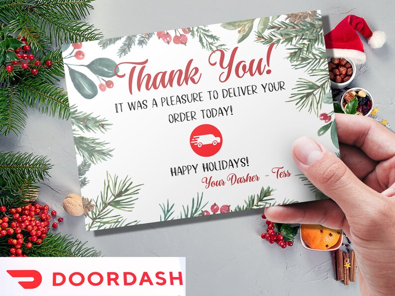 Christmas Doordash Rating Cards Food Delivery Happy Holidays Doordash