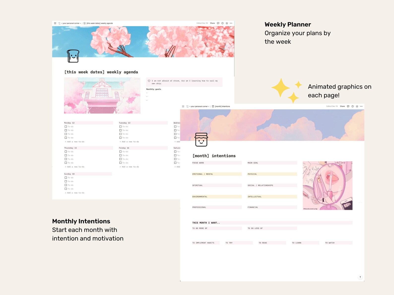 Cute Aesthetic Notion Template Notion Daily Planner Template