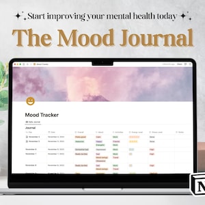 Notion Mood Journal, Notion Template, Mood Tracker, Mood Journal, Notion Life Planner, Daily Mood Tracker,Notion Calendar,Habit Mood Tracker