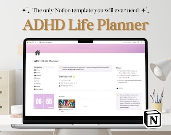 Notie ADHD planner, notie sjabloon, notie planner, adhd planner, notie levensplanner, notie sjabloon ADHD, ADHD digitale planner