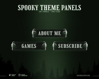 Green Spooky Theme Stream Panels (x38) | Skull Hands With Dark Green Tones, Halloween, Horror and Gothic Panels, Twitch Panels Pack