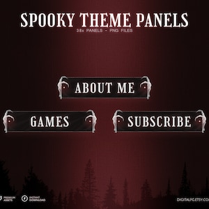 Red Spooky Theme Stream Panels (x38) | Skull Hands With Dark Red Tones, Halloween, Horror and Gothic Panels, Twitch Panels Pack