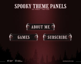 Red Spooky Theme Stream Panels (x38) | Skull Hands With Dark Red Tones, Halloween, Horror and Gothic Panels, Twitch Panels Pack
