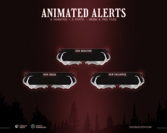 Red Spooky Animated Stream Alerts: Skull Hands, Gothic Vibes (PNG & WEBM)