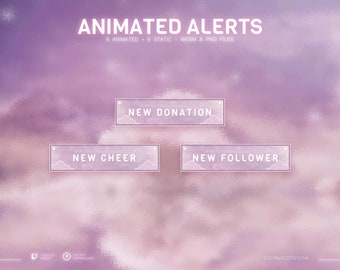 Cozy Dream Animated Stream Alarm für TWITCH | Streamlabs und StreamElements, Twitch Stream Alarme, süße Pinke Alarme mit leuchtenden Sternen