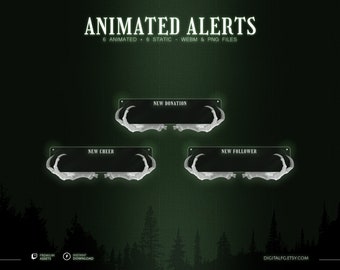 Green Spooky Theme Animated Alerts made for TWITCH, KICK, Youtube, OBS, Streamlabs | Halloween, Horror, Skull Hands with Glow, Gothic Vibes