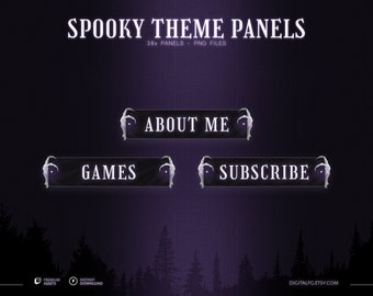 Purple Spooky Theme Stream Panels (x38) | Skull Hands With Dark Purple Tones, Halloween, Horror and Gothic Panels, Twitch Panels Pack