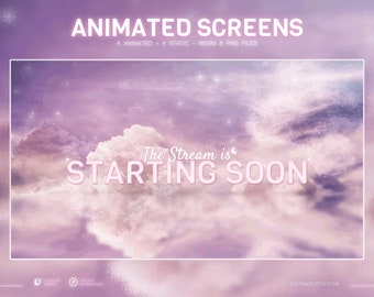 Cozy Dream Animated Stream Screen for Twitch, Kick, Youtube, OBS, Streamlabs | Pastel Clouds, Glowing Pink and Purple Sky, Dreamy Aesthetic