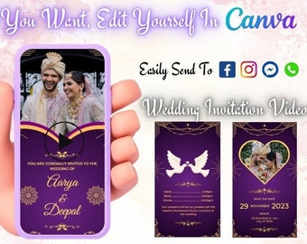 Wedding Video Invitation, Wedding Animated Card, Digital Electronic Text Message, Custom Wedding Invite, Personalized Video Evite