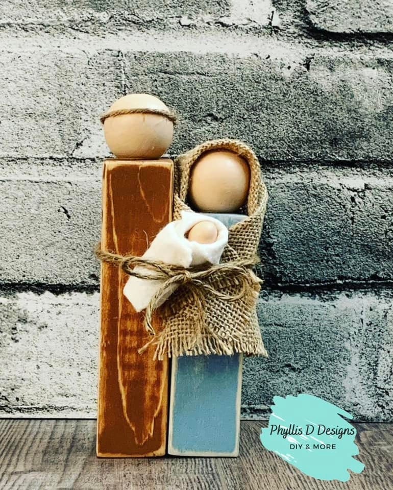 Wood Nativity Set Wood Holy Family Wooden Block Nativity Etsy Canada