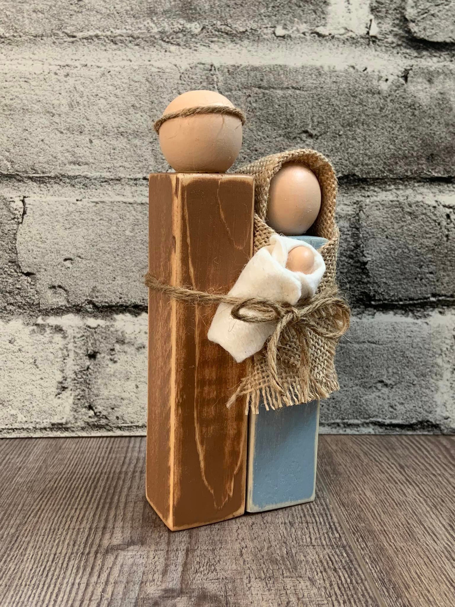 Wood Nativity Set Wood Holy Family Wooden Block Nativity Etsy