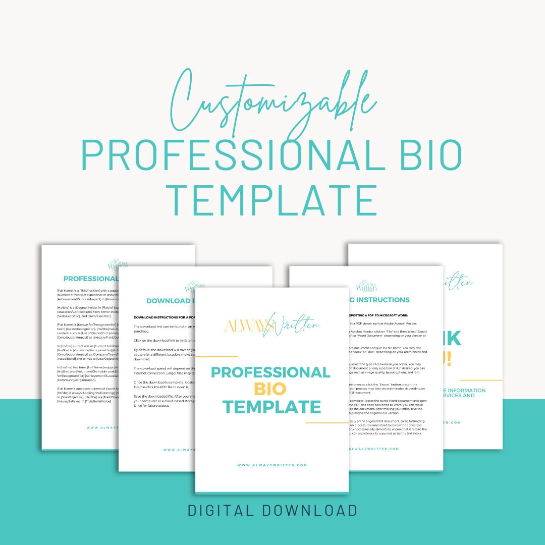 Professional Bio Template Speaker Bio Template Editable in Etsy Professional Bio Template Speaker Bio Template Editable in Etsy