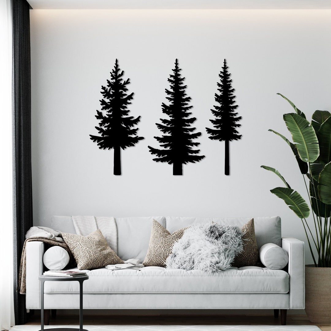 Family of Pine Trees Metal Wall Art, Set of Tree Sign, Nature Forest ...