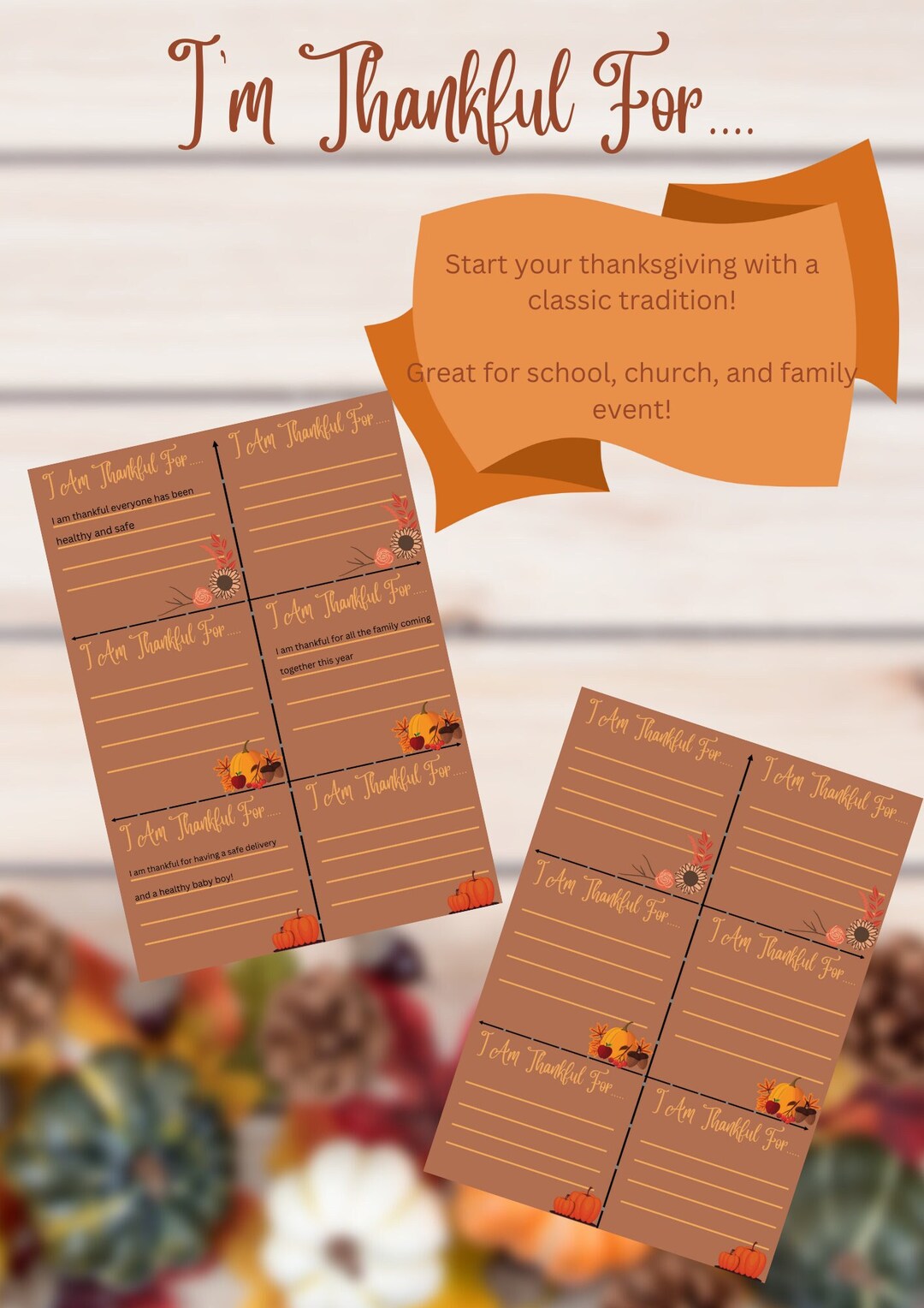 I'm Thankful for Printable Sheet - Etsy