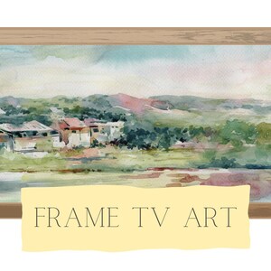 Village Frame TV Art, Samsung Frame TV Art, Landscape Art, Art TV Pictures, Coastal Aesthetic