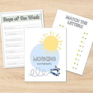 Printable Morning Worksheets for Homeschool, Kindergarten, First Grade, Second Grade, Educational Worksheets, Digital Download