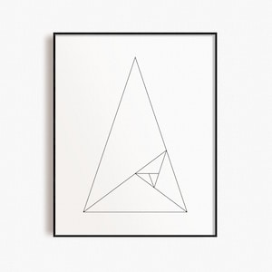 Golden Ratio Wall Art Print | Fibonacci Spiral Poster | Minimalist Line Art Geometric Poster | Contemporary Home Wall Decor | 02 Triangles