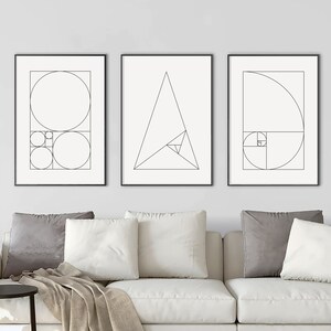 Golden Ratio Wall Art Print | Fibonacci Spiral Poster | Minimalist Line ...