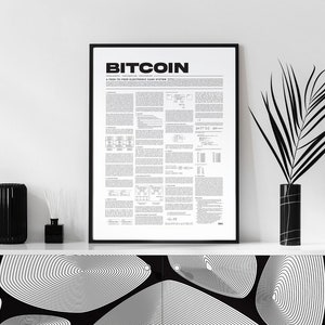 Minimalist Bitcoin Whitepaper Poster Cryptocurrency Art Print Bitcoin Crypto Blockchain Wall Art Contemporary Home Wall Art Decor image 2