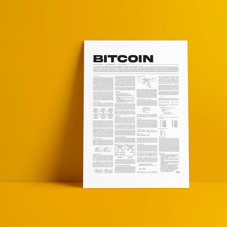 Minimalist Bitcoin Whitepaper Poster Cryptocurrency Art Print Bitcoin Crypto Blockchain Wall Art Contemporary Home Wall Art Decor image 3