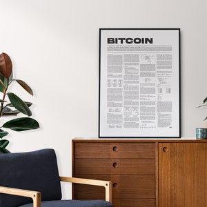 Minimalist Bitcoin Whitepaper Poster Cryptocurrency Art Print Bitcoin Crypto Blockchain Wall Art Contemporary Home Wall Art Decor image 4