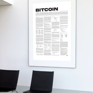 Minimalist Bitcoin Whitepaper Poster Cryptocurrency Art Print Bitcoin Crypto Blockchain Wall Art Contemporary Home Wall Art Decor image 5