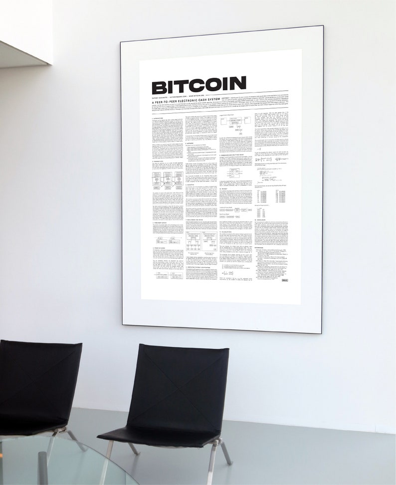 Minimalist Bitcoin Whitepaper Poster Cryptocurrency Art Print Bitcoin Crypto Blockchain Wall Art Contemporary Home Wall Art Decor image 5