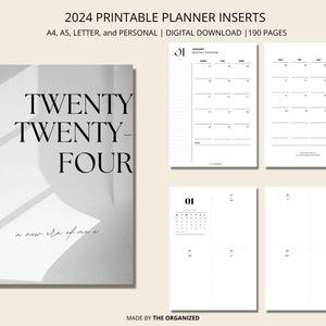 2024 Digital printable planner inserts | A5, A4, Letter and Personal | Monday start