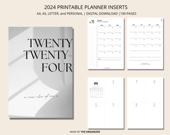 2024 Digital printable planner inserts | A5, A4, Letter and Personal | Monday start