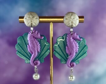Mermaid Seashell Earrings unique bridesmaid gift beach wedding earrings funky earrings novelty earrings lightweight earrings handmade gift