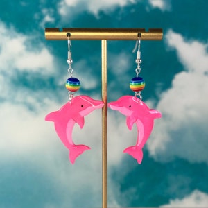 Blue Dolphin Earrings 90s Earrings 2000s Aesthetic Bright Funky Lightweight Earrings Festival Accessories Rave Accessories Etsy Canada