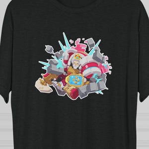 Overwatch 8 bit Reinhardt Spray shirt | shirt | | Anime Tees | Anime Gifts | graphics Anime Shirt