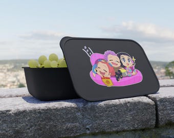 Kawaii Trio Anime Characters Bento Box | PLA Lunch Container with Utensils| Gift for Her & Him