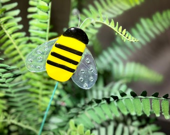 Glass Bee plant stake plant decoration bee plant decoration glass decoration for plants glass plant stakes indoor plant decor outdoor plant