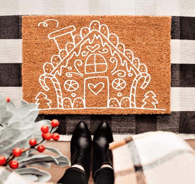 Anthropologie Inspired DIY Gingerbread House Doormat
